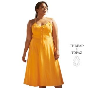 Maeve Anthropologie Orange Lace-up Full Skirt Sundress 1 X